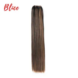 Synthetic Wigs Blice 18-26 Inch Synthetic Hair 1PCS/Pack Bundle Weft Yaki Straight Weaving Mixed Color Kanekalon Hair For Women 240329