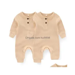 Rompers 23pieces Solid Color 024m Born Baby Girl Clothes Autumn Unisex Boy Set Cartoon Zipper Spring Bebes 240307 Drop Delivery Kid DHFJ8