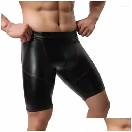 Underpants Mens 모방 가죽 피트니스 5 포인트 바지 에로틱 트랙 및 필드 휴식 정품 내부 yiku 1 조각을 대신하여 Deliv Otxqd.