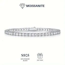 1 peça pulseira de hip hop com corrente de tênis moissanite sier, estilo casal, masculino, feminino, joias da moda, dia dos namorados, noivado, casamento, presente de aniversário