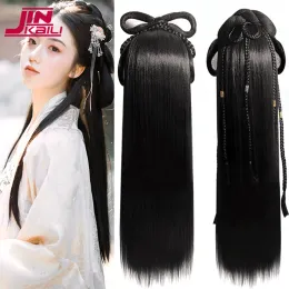 Chignon Chignon Jinkaili Donne sintetiche Hanfu Capelli per la testa dei capelli in stile cinese Cosplay Antique Accessori per capelli Accessori per capelli Black