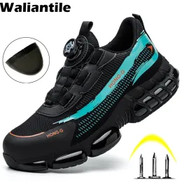 부츠 Waliantile New Safety Shoes Sneaker for Men Industrial Work Boots 남성 안티 싱 강가 발가락 파괴 할 수없는 신발 신발