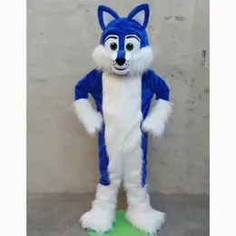 2024 Super süßes blaues Husky-Maskottchen-Kostüm, Thema, Kostüm, Weihnachtskostüm, Halloween-Maskottchen-Kostüm