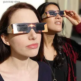 Sunglasses October 14 2023 Annular Solar Eclipse Observation Glasses 1Pcs Random Color Paper Full Frame Total Solar Eclipse Glasses Y240318