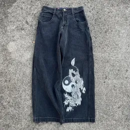Jnco män kläder y2k vintage baggy jeans drake tryck grafik harajuku gotiska streetwear kvinnor hip hop wide ben 240311
