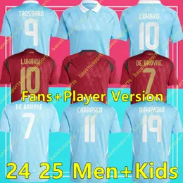 MAILLOT BELGIUMS 24 25 Soccer Jersey de Bruyne Lukaku Doku 2024 Euro Cup 국가 팀 축구 셔츠 어린이 전체 키트 홈 어웨이 Carrasco Tielemans Bakayoko