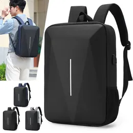 Black PC Hard Shell Bag Bag Leisure تنقل مقاوم للماء خفيفة الوزن حقيبة ظهر رجل مضاد قفل الكمبيوتر 240313