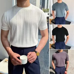 Maglioni da uomo T-shirt girocollo a maniche corte slim fit tinta unita estiva per maniche sportive da palestra elastiche