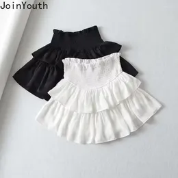 التنانير الحلوة ملابس وايت للمرأة العالية الكشكشة الخصر لطيف jupe 2024 Faldas Mujer de Moda اليابانية Saia Tunic Mini Skirt 27u493