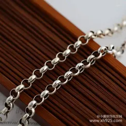 Zincirler Kjjeaxcmy İnce Mücevherat 925 STERLING Gümüş Dairesel Zincir Kazak Çapı 4 mm kolye (Chang 85 cm)