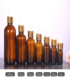 5 10 15 ml 20 30 50 100 ml Klarglas-Tropfflasche mit goldenem Deckel, Flaschen für ätherische Öle, mattierter Kaffee3385337