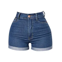 Damen Shorts SkinnyJeans Damen Sommer 2024 Hohe Taille Mini Kurze Jeans Rolled Tight Denim Pantalones Cortos