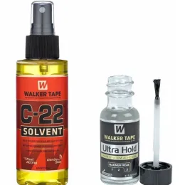 Adhesives 1bottle Walker Tape C22 Solvent Remover 4 Oz + 1bottel Ultra Hold Small Adhesive Glue For Toupee Hair 0.5 Oz / 15ml