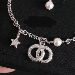 Moda designer pulseira pérola dupla letra estrela mulheres jóias pulseiras chapeamento correntes de prata resplandecente pulseira encantos presente minimalista zh189 E4