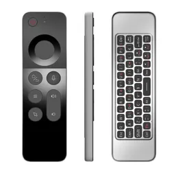 Smart Home Control W3 Wireless Air Mouse Ultrathin 24G IR Learning Voice Remote With Gyroscope amp Full Keyboard For Android T2202837