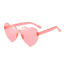 Sunglasses Peach Heart Love Jelly Color Frameless Type One-piece Glasses Dazzling