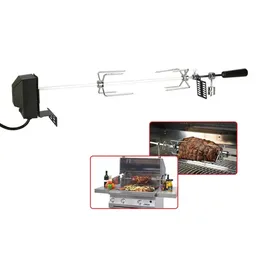 Automatisk BBQ Grill Rotisserie Electric BBQ Motor Metal Outdoor Spit Roaster Rod Charcoal Pig Chicken Beef Camping Picing Tools 240308