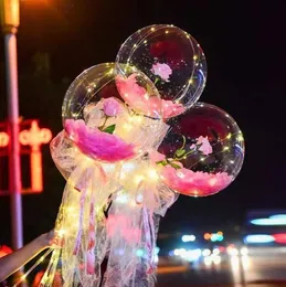 Dia dos Namorados LED Balões Luz Luminosa Bobo Bola Balão Flashing Light Rose Bouquet Lover Presentes para Aniversário Festa de Casamento 8 cores