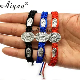 DHgate 12Pcs 15cm Woven Saint Benedict Mary Jude Bracelets for Prayer Exorcism Protection or as Gifts Jewelry