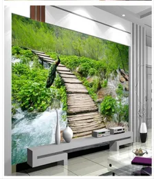 Forest Stream Trail Landscape 3D TV Bakgrund Vägg Mural 3D Bakgrund Vackra landskap Bakgrundsbilder2301228