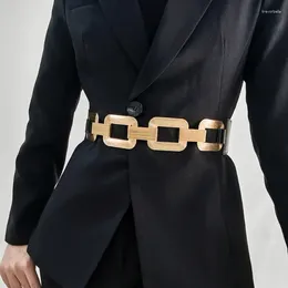 Paski metalowy pasek elastyczny dla kobiety vintage wszechstronny garnitur dla seniorów luksusowy projekt rozciągliwy czarny pasek