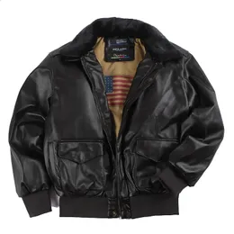 Inverno vintage a2 jaqueta de couro masculino streetwear pele removível vôo motocicleta bombardeiro acolchoado casaco da força aérea 240312