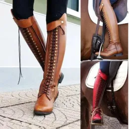 BOTAS FGHGF Produtos de moda de inverno de outono com zíper quadrado com botas de baixo cavaleiro de alto cavaleiro de personalidade de montagem 34 e 43 fêmea