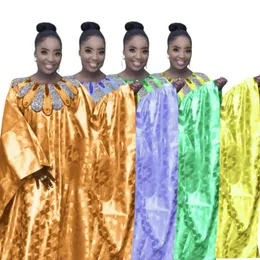 Ethnic Clothing African model womens daily party attire Bazin Riche material shiny original long dress with Guipure clothing 231215