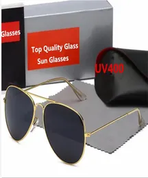 Top Qualität Glaslinse Pilot Vintage Brillen Männer Frauen Sonnenbrille UV400 Markendesign 3025 Unisex Spiegel Sonnenbrille Besserer Fall St1295435