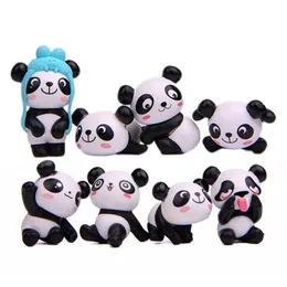 8pcs/set Cute Panda DIY Micro Landscape Figurines 3D Miniature Home Garden Decoration Small Ornament 4.5cm