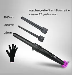 セラミック加熱プレート3 in 1ヘアカーリングアイアンPTCヒーター温度調整可能EU US UK Plug Hair Curler Portable Curling Wand T8631087