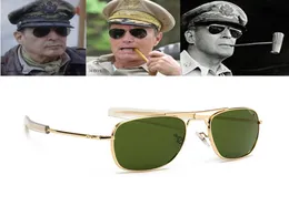 Moda vintage aeronáutica ao óculos de sol dos homens marca luxo designer óculos para masculino exército americano militar vidro óptico objec3005596