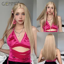 Synthetische Perücken, synthetische warme braune blonde lange gerade Perücken für Frauen, Cosplay, Party, Alltag, natürliches Haar, Mittelteil, Perücke, hitzebeständige Faser, 240328 240327