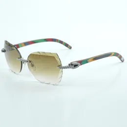 Солнцезащитные очки микроогранки 8300817 из натурального павлиньего дерева, модные роскошные классические средние бриллианты, размер 60-18-135 мм