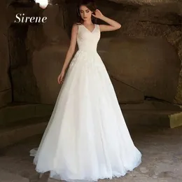 매력적인 레이스 아플리케 러 웨딩 드레스 절묘한 민소매 A- 라인 v- 넥 Backless Bridal Gown vestidos de novia 2024 yd