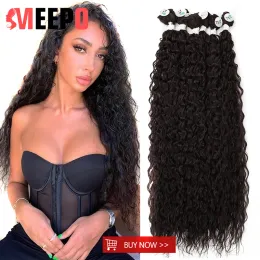 織り織りMeepo Curly Hair in Packs Synthetic Bundles Brown Natural Curls 2832inch Super Long Weaving Heartress 9PCSフルヘッド