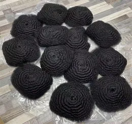 4mm afro kinky curl brasiliansk jungfrulig mänsklig hårstycke svart färg mono spetsar med pu toupee för svarta män snabbt uttryck leverans4859824