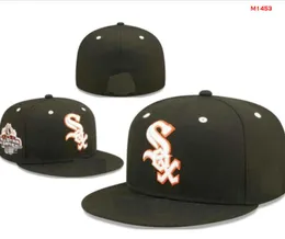 2024 Męski baseball White Sox Fitted Hats Classic World Series Sport Sport Sox Pełne zamknięte La NY Caps Chapeau 1995 STITCH SERCE „Series” „Love Hustle Flowers A3