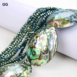 Bangle GG Natural 22 pua abalone Shell Zielony kryształowy wisiorek Naszyjnik ręcznie robiony prezenty biżuterii dla kobiet 240319