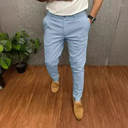 Męskie spodnie Vintage czysty kolor Slim Pencil Men Streetwear Spring Summer Fashion Męs