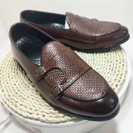 HBP Non-Brand Large Size 38-48 Fashion Design Comfortable Black Brown Men Double Monk Strap Loafer Shoes