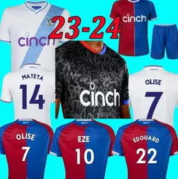 23 24 Crystal Zaha Eze Palace 축구 유니폼 2024 J. Ayew Edouard Milivojevic Schlupp Mateta Benteke Olise Andersen McArthur 축구 셔츠 남자 키트 키트 세트 JJ 3.19