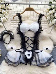 Kobietowa odzież snu Singreiny Cosplay seksowna piżama przezroczystą siatkę koronkę pustą pustą seksowne body otwierają krocze erotyczne erotyczne porno