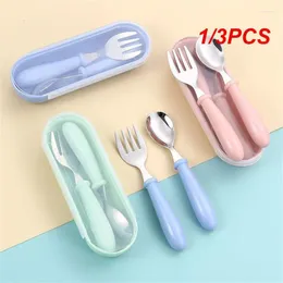 Geschirr Sets 1/3PCS Edelstahl Baby Utensilien Set Kinder Kleinkind Säugling Lernen, Essen Ausbildung Fütterung Löffel Gabel