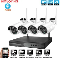 4CH 30MP Audio CCTV Sistemi Kablosuz 1080p NVR Kaydedici 30mp IR Dış Mekan P2P WiFi IP 720p Audio CCTV Güvenlik Kamera Sistemi Survey9872166