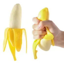 Söt frukt squishy stressbollar fidget sensory leksak pressa stress lättnad hand leksak anti-ångest banan stretchig långsam stigande leksak