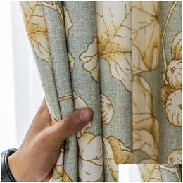 Cortina cortinas para sala de estar jantar quarto nórdico moda moderna poliéster algodão impressão elegante janela-xj gota del dhjwj