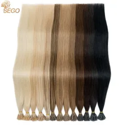 Extensions SEGO 100Strands I Tip Hair Extensions Real Human Hair 0.5g/s Keratin Capsules Pre bonded Fusion Hair Extensions 16''22''