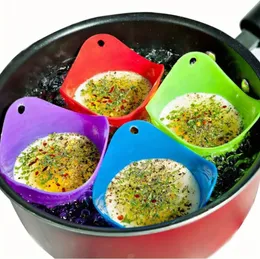 Caçadores furtivos de silicone coloridos - Copos antiaderentes para cozinhar ovos para caçar e cozinhar no vapor, resistentes ao calor, conjunto de 4