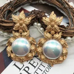 Kolczyki barokowe nadmierne perły metalowe oświadczenie Plant Boho Wedding Party Biżuteria 240305